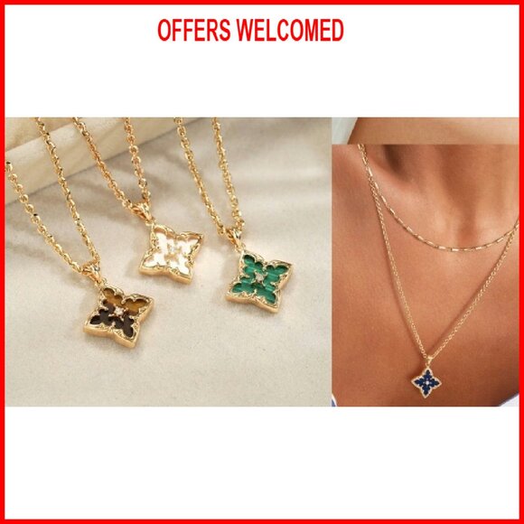 Dainty 14K Gold Plated Clover Pendant Necklace Adjustable Chain - Picture 8 of 8